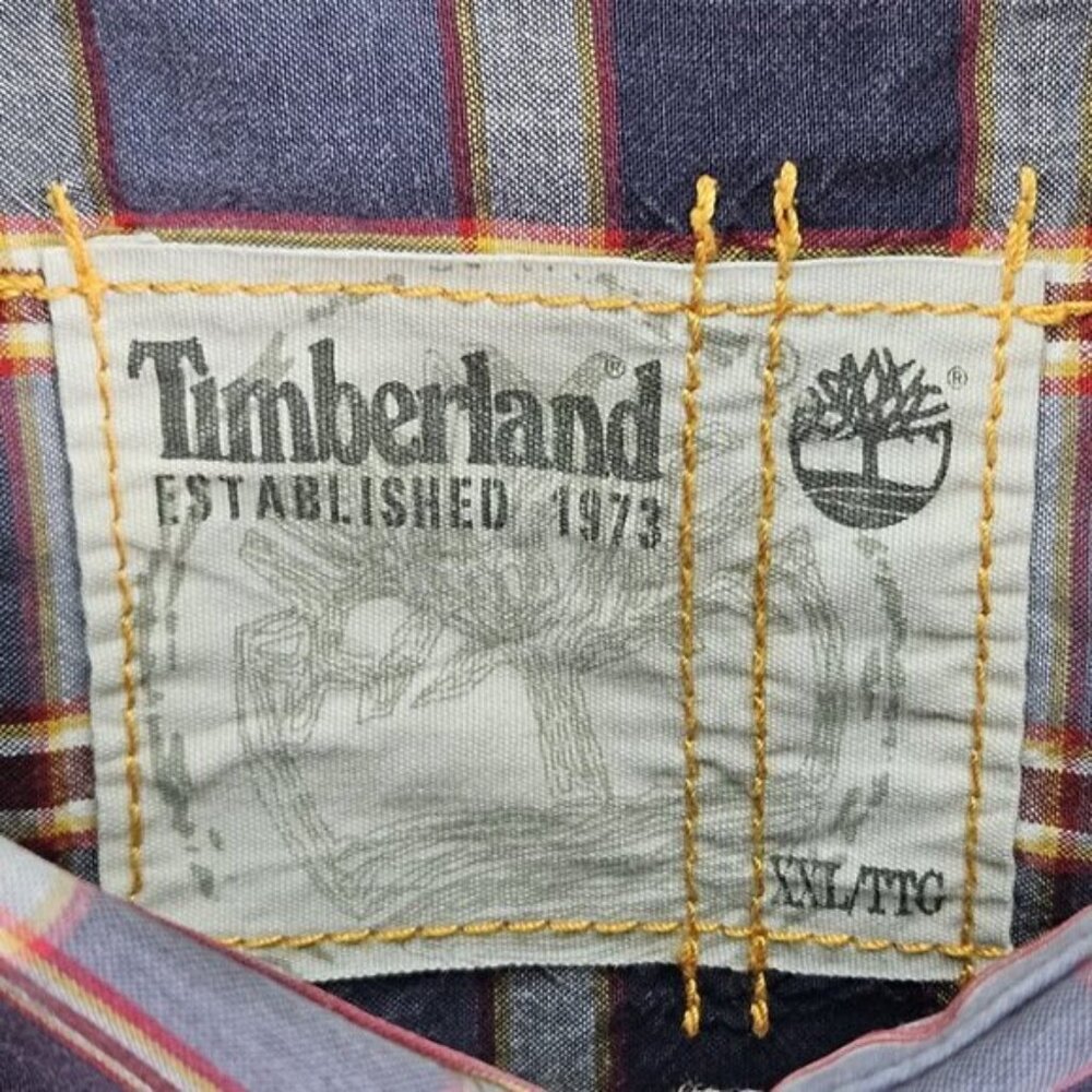 Timberland Button-Down Plaid Shirt Mens Sz XXL 2XL Multicolor Pocket Long Sleeve - Picture 8 of 10